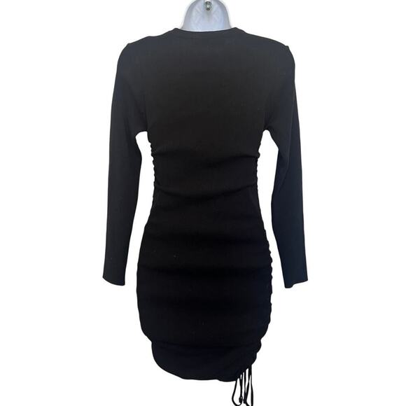 Lioness Women Bodycon Sweater Dress Rushed Sides Black Size Small - Picture 3 of 11